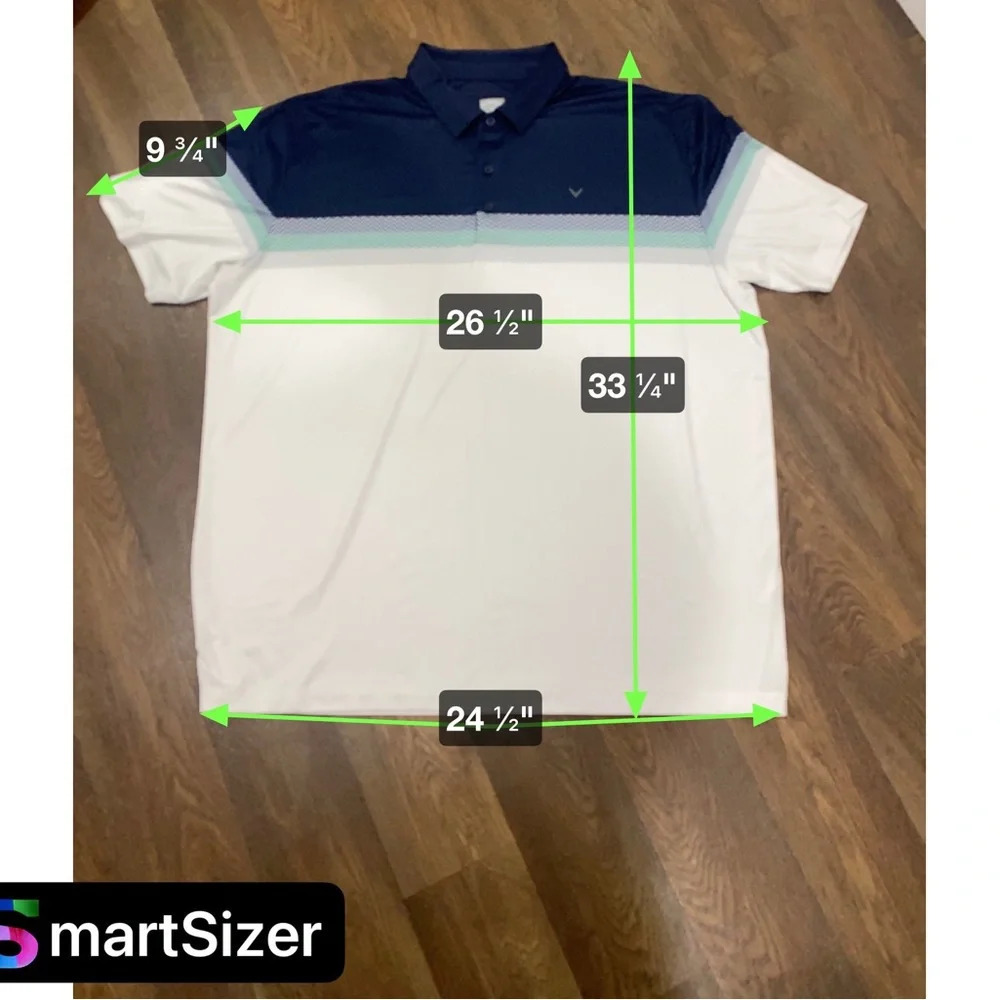 Callaway Opti-Dri Men’s XXL polo shirt golf Navy Blue White striped - Picture 4 of 7